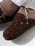 Load image into Gallery viewer, Animal Print Faux-Suede Buckle Clogs - BROWN