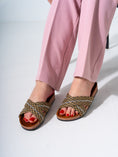Load image into Gallery viewer, Rhinestone Woven Slides - BLACK