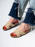 Load image into Gallery viewer, Rhinestone Woven Slides - BEIGE