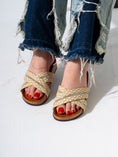 Load image into Gallery viewer, Rhinestone Woven Slides - BEIGE