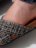 Load image into Gallery viewer, Checkered Tweed Crisscross Slides - BLACK