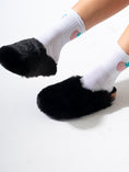 Load image into Gallery viewer, Faux Fur Fluffy Round Toe Clogs - BLACK