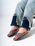 Load image into Gallery viewer, Checkered Tweed Crisscross Slides - PINK