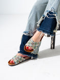 Load image into Gallery viewer, Ethnic Patterned Cross-Strap Slides - GREEN