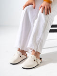 Load image into Gallery viewer, Textured Snake-Effect Buckle Clogs - WHITE