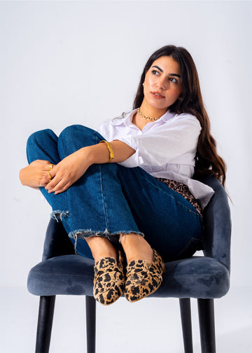 Leopard-Print Flat-beige