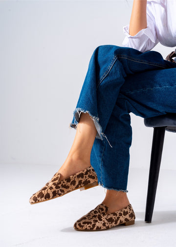Leopard-Print Flat-brown