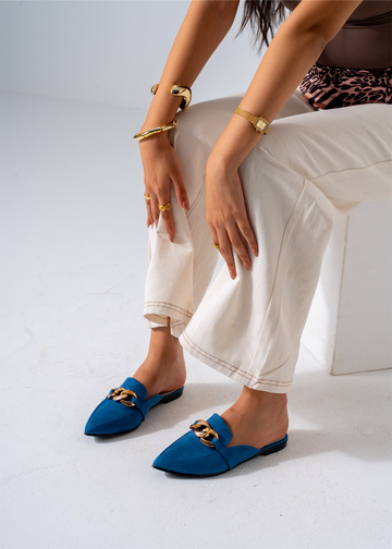 Moc-Toe Style Chain Mule-dark blue