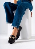 Load image into Gallery viewer, Gold Hardware Square Toe Flat-black