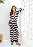 Load image into Gallery viewer, Zigzag Print Long Sleeve Dress - black