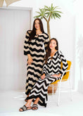 Load image into Gallery viewer, Zigzag Print Long Sleeve Dress - beige