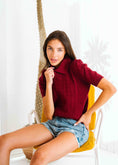 Load image into Gallery viewer, Cable-Knit Polo Shirt - maroon