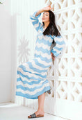 Load image into Gallery viewer, Zigzag Print Long Sleeve Dress - blue