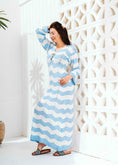 Load image into Gallery viewer, Zigzag Print Long Sleeve Dress - blue