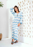 Load image into Gallery viewer, Zigzag Print Long Sleeve Dress - blue