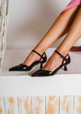 Load image into Gallery viewer, Chic V-Vamp Patent Mid Heels - black