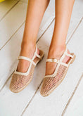 Load image into Gallery viewer, Pearl-Detail Mesh Slingback Flats - beige