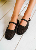 Load image into Gallery viewer, Pearl-Detail Mesh Slingback Flats - black