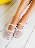 Load image into Gallery viewer, Pearl-Detail Mesh Slingback Flats - white