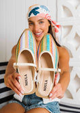 Load image into Gallery viewer, Zigzag Woven Pointed Mules - green