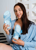 Load image into Gallery viewer, Women's Striped Cross-Strap Slide - blue