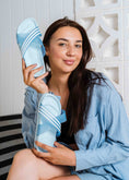 Load image into Gallery viewer, Women's Striped Cross-Strap Slide - blue