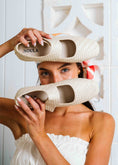 Load image into Gallery viewer, Wide-Strap Woven Flats - beige