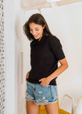 Load image into Gallery viewer, Cable-Knit Polo Shirt - balck