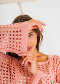 Load image into Gallery viewer, Boat Neck Crochet Knit Top - pink