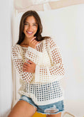 Load image into Gallery viewer, Boat Neck Crochet Knit Top - white