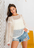 Load image into Gallery viewer, Boat Neck Crochet Knit Top - white