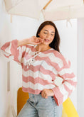 Load image into Gallery viewer, Coastal Chevron Knit Sweate - pink