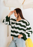 Load image into Gallery viewer, Coastal Chevron Knit Sweate - green