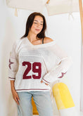 Load image into Gallery viewer, Retro Athletic Knit Sweater - white