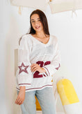 Load image into Gallery viewer, Retro Athletic Knit Sweater - white