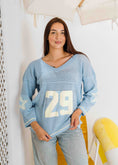 Load image into Gallery viewer, Retro Athletic Knit Sweater - baby blue