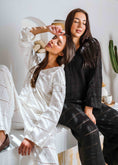 Load image into Gallery viewer, Pointelle Knit Top and Wide-Leg Pants Set - black
