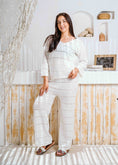 Load image into Gallery viewer, Pointelle Knit Top and Wide-Leg Pants Set - white