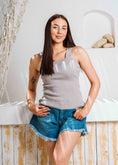 Load image into Gallery viewer, Square Neck Ribbed Knit Top - gray