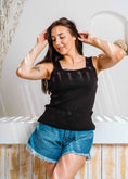Load image into Gallery viewer, Square Neck Ribbed Knit Top - black