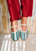 Load image into Gallery viewer, Zigzag Woven Mary Janes - blue