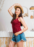 Load image into Gallery viewer, Square Neck Ribbed Knit Top - maroon