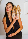 Load image into Gallery viewer, Sleek Mesh Pointed Mules - gold