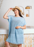Load image into Gallery viewer, Summer Crochet Kaftan Short Dress - baby blue