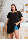 Load image into Gallery viewer, Summer Crochet Kaftan Short Dress - black