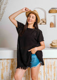 Load image into Gallery viewer, Summer Crochet Kaftan Short Dress - black