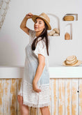 Load image into Gallery viewer, Summer Crochet Kaftan Short Dress - white