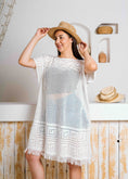 Load image into Gallery viewer, Summer Crochet Kaftan Short Dress - white