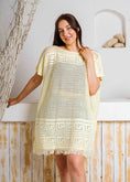 Load image into Gallery viewer, Summer Crochet Kaftan Short Dress - yellow