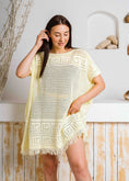 Load image into Gallery viewer, Summer Crochet Kaftan Short Dress - yellow